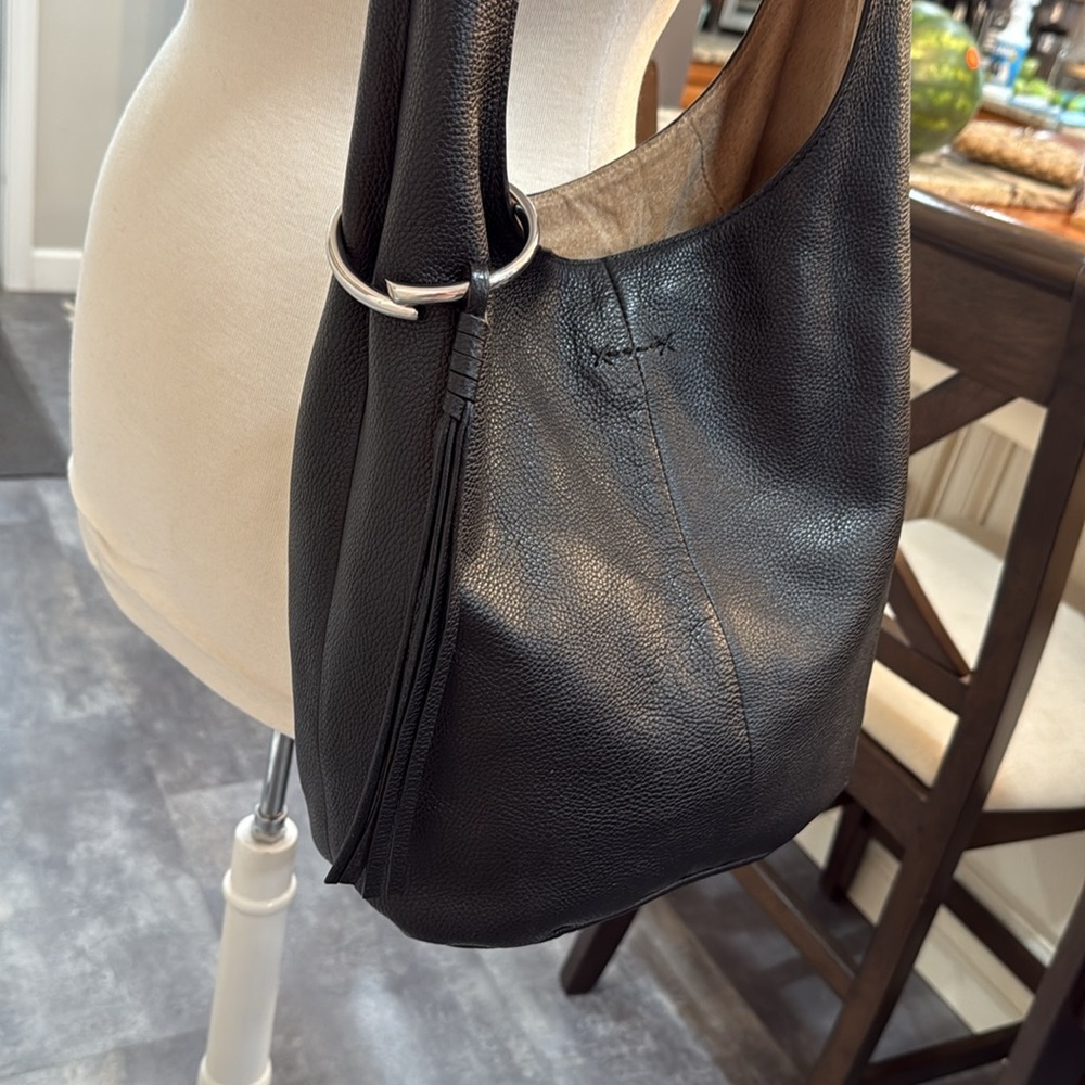 Used Elizabeth & James Bag, black leather tan suede. Pen marks , needs cleaned - Picture 2 of 10